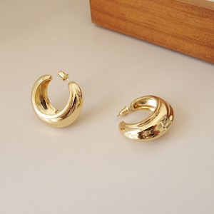 Chunky Gold Dome Hoop Earrings  • Thick Fulani Textured Hoops • Statement Thick Earrings •  Gift For Her