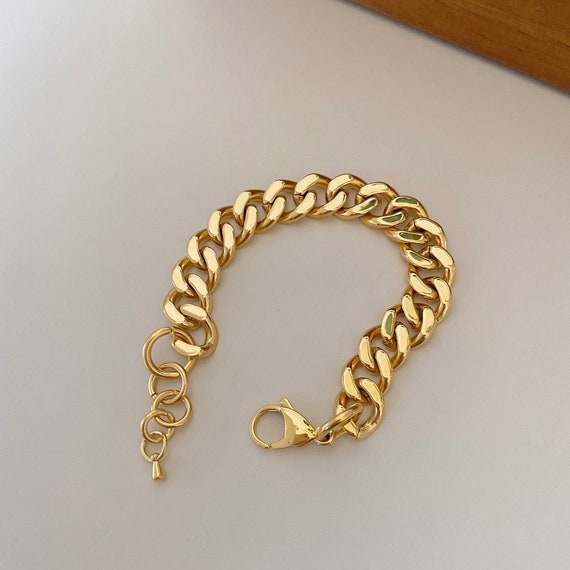 Buy Gold Chain Bracelet Chunky Curb Bracelet Large Stack Bracelet