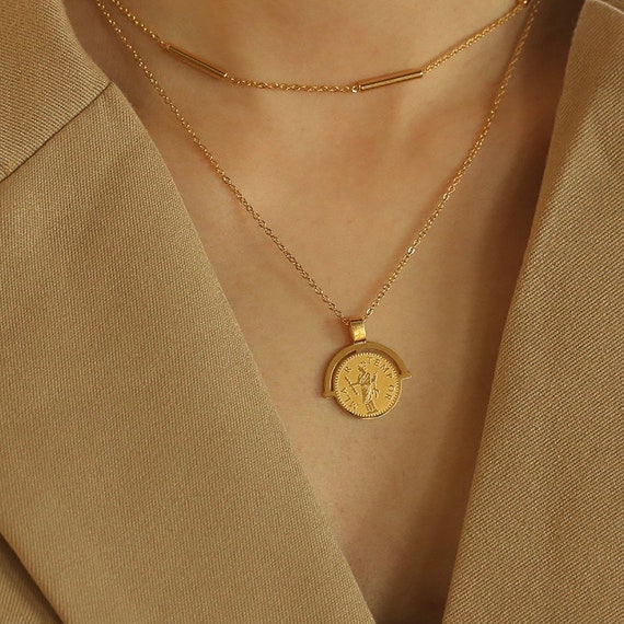 Gold Ottoman Coin Necklace UK Dainty 