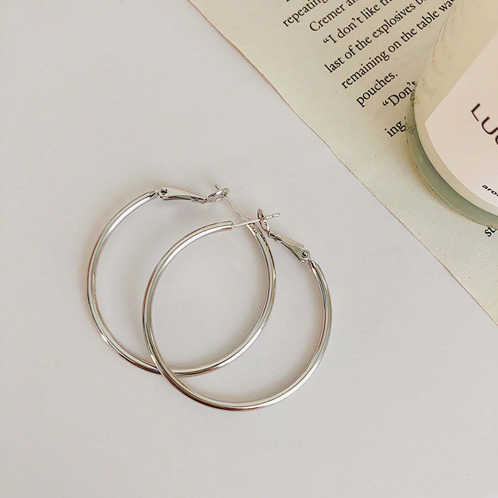 Silver Large Thin Hoops 60mm Oversized Hoops Minimal Big Etsy
