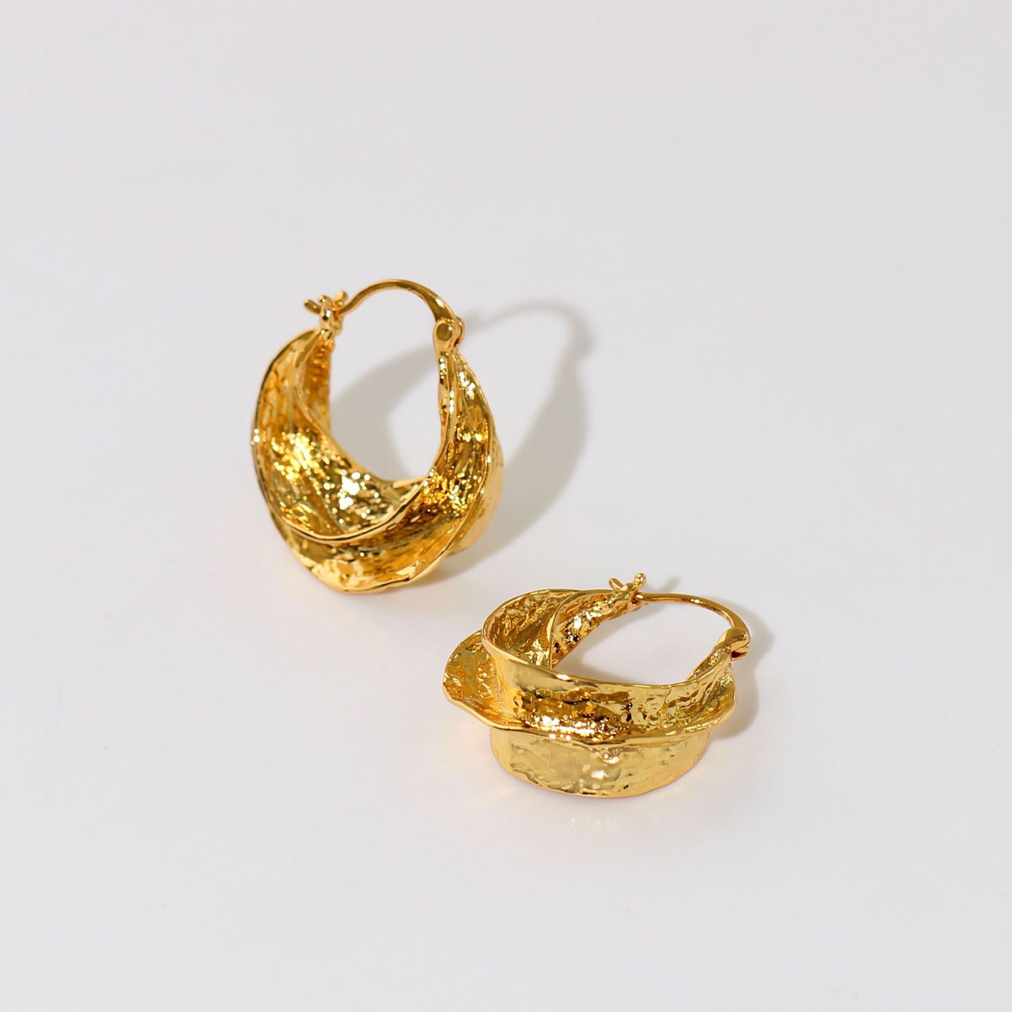 Gold Irregular Chunky Hoop Earrings UK Minimal Fulani - Etsy