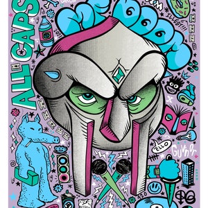 DOOMSDAY 03 // ( MF DOOM ) Lavender buds edition // artist giclee print / cold press paper / portrait / homage