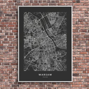 Warschau Karte, Warschau Poster Druck, Warschau Polen, WARSZAWA Polen Poster, WARSZAWA Karte, Hometown City Print, Moderne Wohndekoration