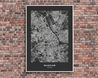Warsaw Map Art Print: Modern Poland City Home Decor (Digital Download)