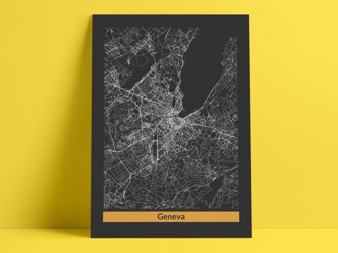 Geneva Map Geneva Print Geneva Art Geneva Poster Geneva Etsy