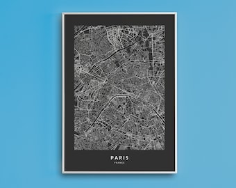 Paris Map Art Print: France Cityscape (Digital Download)