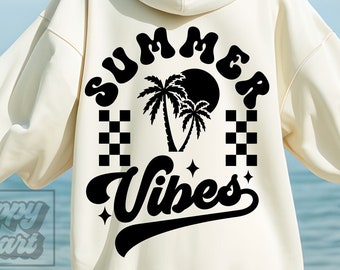 Summer Vibes SVG - Summertime SVG - Digital Download - Retro Cricut Cut File - Groovy Beach Life - Vacation Shirt - Summer SVG - Palm Tree