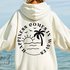 Geluk komt in golven SVG - zomer SVG - digitale download - Cricut Cut-bestand - Summer Vibes - strandleven - vakantie - Hallo zomer SVG