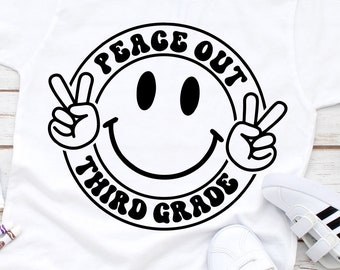 Peace Out 3rd Grade SVG - Grade 3 Graduation - Instant Download - Cricut Cut File - So Long Third Grade png - Groovy Last Day of School SVG