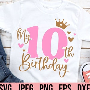 Mein 10. Geburtstagskind SVG - Ten SVG - Hello Ten svg - Doppelte Ziffern svg - Instant Download - png jpeg - Cricut Cut Datei - Hello 10