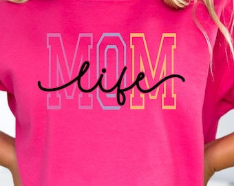 Mom Life Varsity Script Pastel SVG PNG - Mom Shirt - Cricut File - Mothers Day - Mom Mode - Cool Mom - Mama Shirt Design - Mom Era Mom Mode