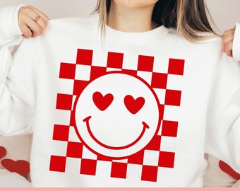 Retro Smiley Valentinstag SVG - sofortiger Download - Cricut Schnitt - Silhouette - Valentinstag Zitat - Valentine SVG - Herz glückliches Gesicht