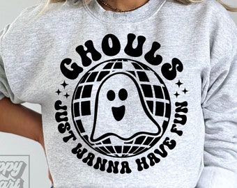 Ghouls Just Wanna Have Fun SVG - Spooky Vibes - Retro Halloween SVG - Groovy Halloween - Cricut File - Instant Download Funny Halloween SVG