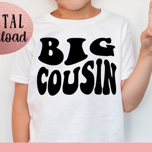 Big Cousin SVG - Novo bebê - Irmão SVG - Cousin Squad - Promovido a Big Cousin Tee - Arquivo de corte Cricut - Retro ondulado vintage Big Cousin SVG