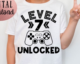 Level 7 Unlocked SVG - Seventh Birthday Gamer SVG - Instant Download - png jpeg - Cricut Cut File - 7th Birthday Boy svg - Video Game Theme
