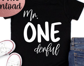 Mr Onederful SVG - First Birthday SVG - 1st Birthday Shirt - Digital Download - First Birthday Boy Design - Cricut Cut File PNG - Silhouette
