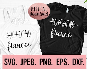 Novio prometido SVG - Diseño de prometido - Archivo Cricut de novia prometida - Descarga digital - Compromiso SVG - Camisa de luna de miel a juego SVG