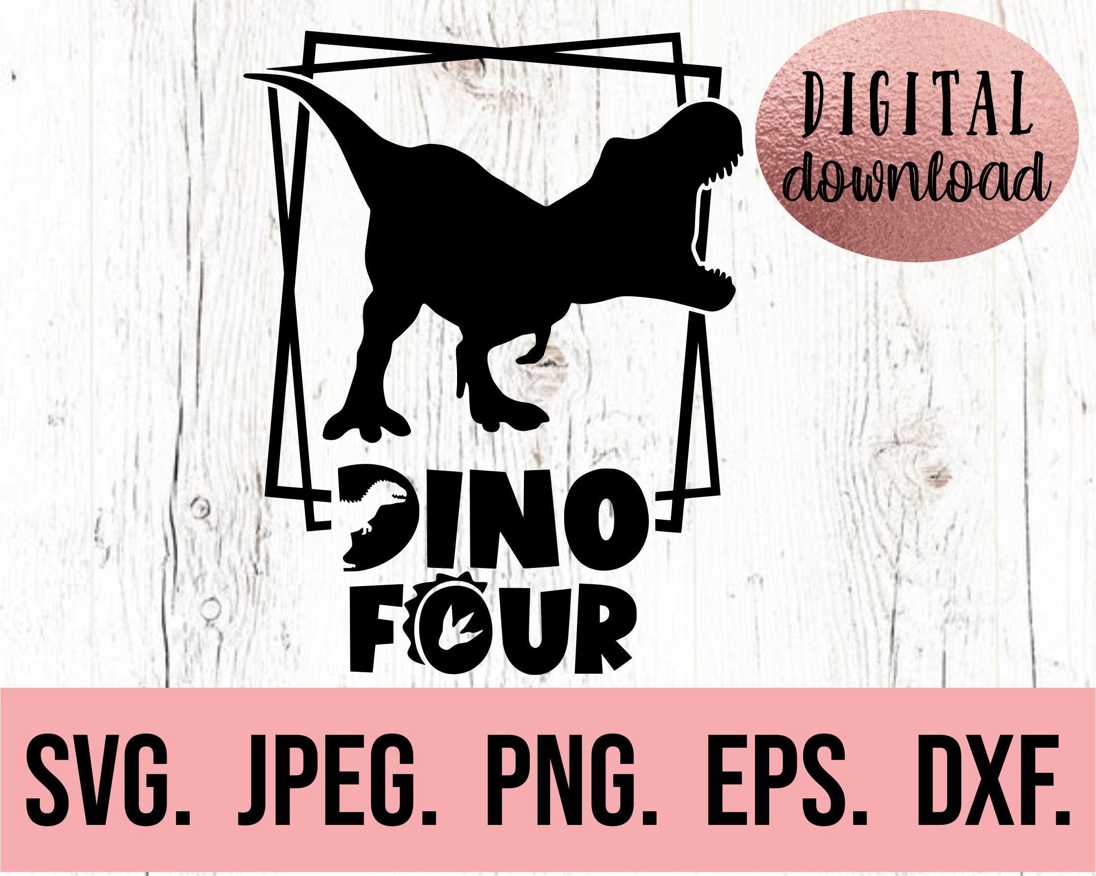 Dino Four svg - 4e verjaardag SVG - ik ben vier dinosaurus SVG - vierde verjaardag shirt jongen - digitale download - feestvarken - vier verjaardag SVG