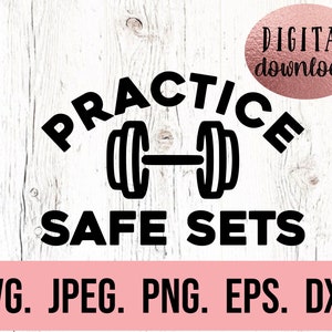 Practica conjuntos seguros SVG - Camiseta de entrenamiento SVG - Entrenamiento PNG - Vida svg - Archivo de corte Cricut - Levantamiento de pesas svg - Silueta - Entrenamiento divertido