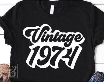 Vintage 1974 SVG PNG - Fifty AF svg - 50th Birthday Design - Hello Fifty Design - Digital Download - Cricut Cut File - Retro 50th Birthday