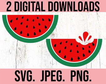 Watermelon Clipart SVG - Watermelon SVG - Fruit Slice - Digital Download - Bitten Watermelon Summer svg - Silouette Cricut Cut File PNG