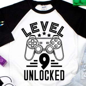 Level 9 Unlocked SVG - Ninth Birthday Gamer PNG - Instant Download - Cricut File - 9th Birthday Boy svg - Video Game Nine 9 Birthday Theme