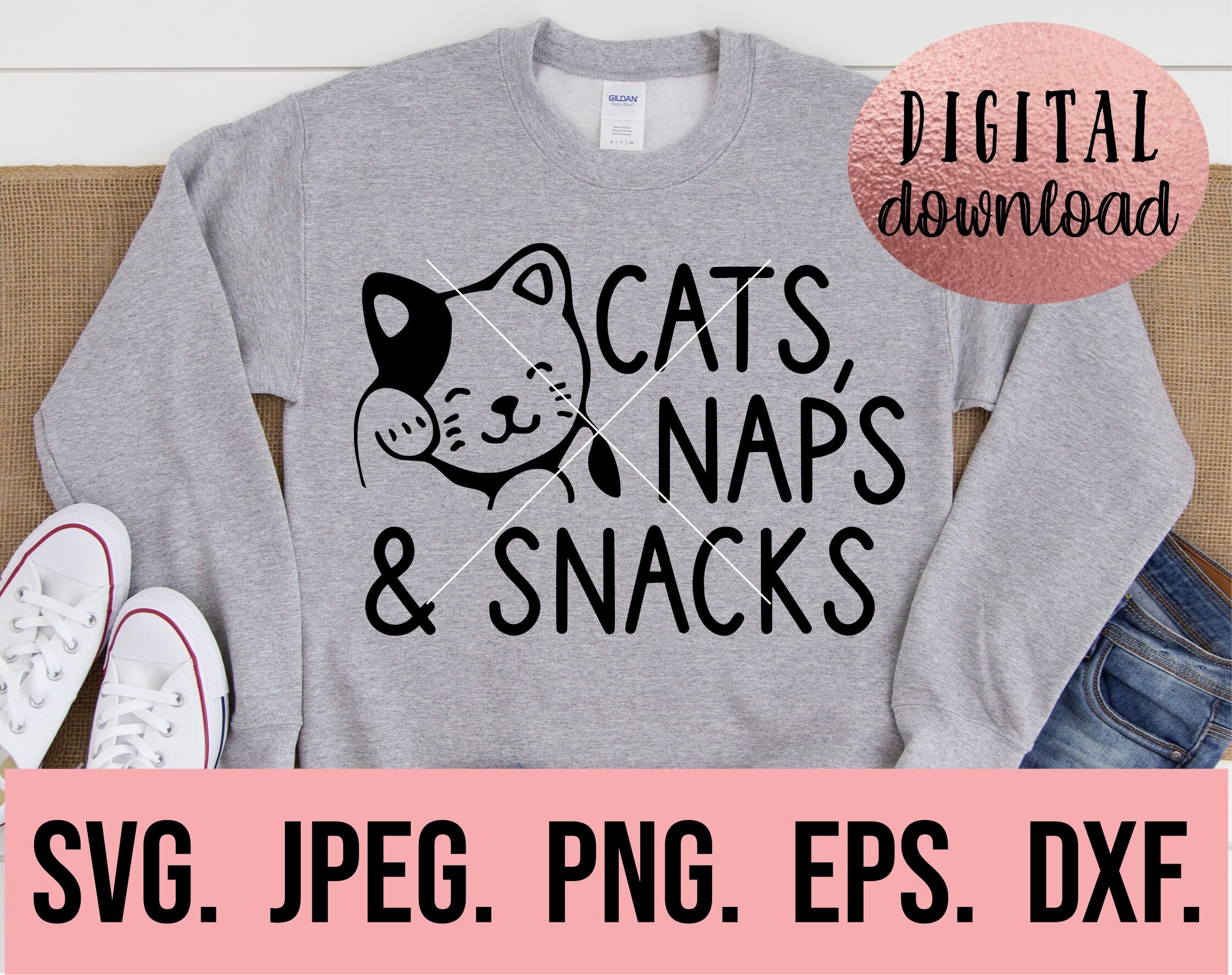 Cats Naps and Snacks SVG Cat Mom Digital Download Cricut - Etsy