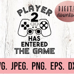 Le joueur 2 est entré dans le jeu SVG - petit frère SVG - Lil Bro PNG - nouveau bébé svg - fichier de coupe Cricut - téléchargement immédiat - petit frère svg