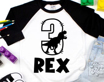 Tre Rex SVG - 3 Rex dinosauriefödelsedag SVG - Dino födelsedagsdesign - Digital nedladdning - Cricut Cut-fil - Tre Rex PNG - 3-årsdagspojke