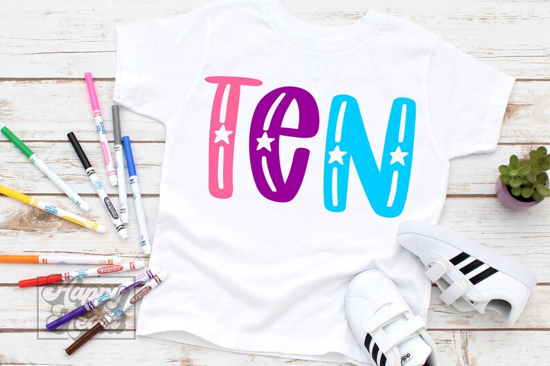 Hello 10 10th Birthday Girl SVG PNG - Ten SVG - Hello Ten Svg - Double Digits ...