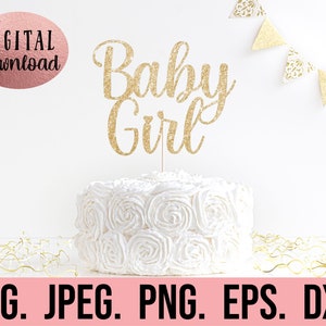 Baby Girl Cake Topper SVG - Coming Soon - New Baby Cupcake Topper - Cricut File - Instant Download - Baby Shower Cake Topper - It&#39;s A Girl