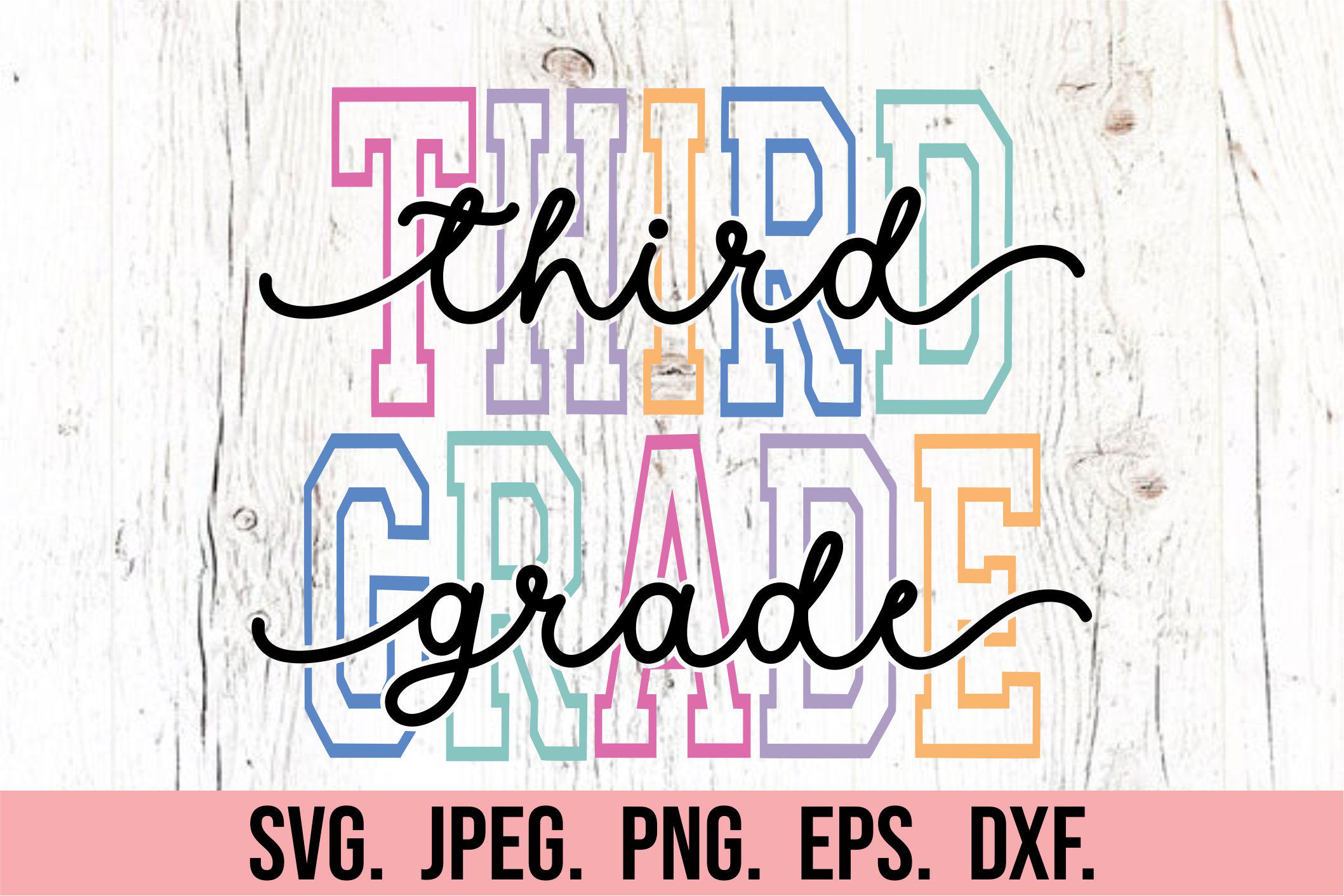 3rd Script Transparent 3rd Grade Varsity Script Pastel SVG PNG - Back to School - Hello Grade ...