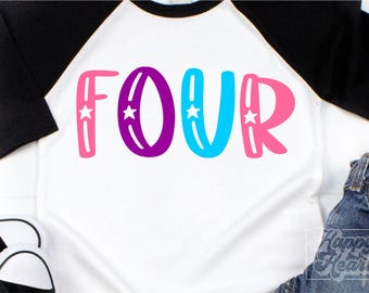 4-årsdagsflicka SVG - 4-årsdagsdesign - Fancy Fabulous Four SVG - Digital nedladdning - Födelsedagsflicka Design - 4 svg - Fyra skjorta SVG