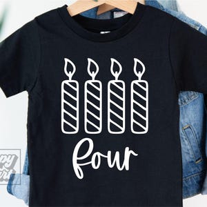 Vier Kerzen SVG - 4. Geburtstag Mädchen Shirt PNG - Sofortiger Download - Cricut-Datei - 4. Geburtstag Junge - 4 Geburtstag Clipart - 4