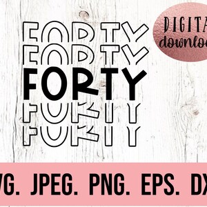 Paquete SVG de 40 cumpleaños - SVG de 40 cumpleaños - Cuarenta SVG - Diseño de Hola Cuarenta - Descarga instantánea - SVG de 40 cumpleaños - Aloha 40 - Hola 40 imagen 2