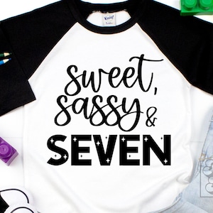 Sweet Sassy Seven SVG - septième anniversaire SVG - 7e anniversaire fille chemise PNG - téléchargement numérique Cricut - Birthday Girl Design - Hello 7