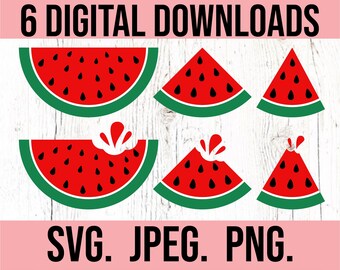 Watermelon Clipart SVG - Watermelon SVG - Fruit Slice - Birthday Digital Download - Bitten Watermelon svg - Silhouette Cricut Cut File PNG