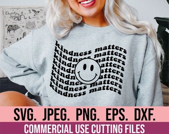 Kindness Matters SVG - Choose Kindness - Be Kind SVG - Instant Download - Cricut Cut File - Smiley Happy Face SVG Groovy - Be a Kind Human