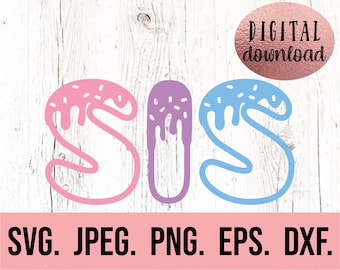Sis Donut Birthday SVG - 1st Birthday Girl - Donut Theme Digital Download - Sister of the Birthday Girl Clipart - Family Sweet One Birthday