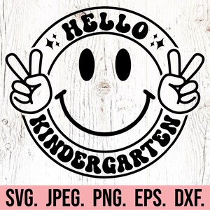 Hello Kindergarten SVG - Cricut File - Retro Back to School - Kinder ...