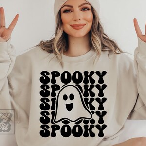 Spooky SVG - Spooky Vibes - Retro Halloween SVG - Groovy Halloween - Cricut Cut File - Ghost Instant Download - Funny Halloween Shirt SVG