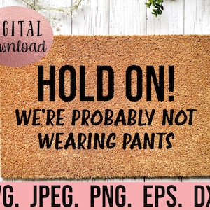 Hold On Were Probably Not Wearing Pants SVG - Welcome Doormat svg - Cricut File - Instant Download - DIY Doormat SVG - Doormat Stencil png