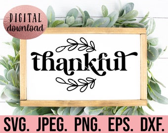 Wdzięczny SVG - Jesień SVG - Jesienny wystrój domu Jesień PNG - Plik Cricut - Natychmiastowe pobranie - Jesienny projekt - Błogosławiony drewniany znak Święta Dziękczynienia