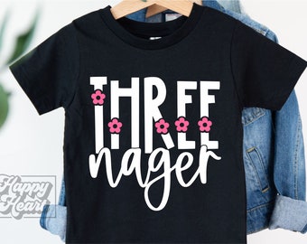 Threenager SVG PNG - 3rd Birthday Girl - Digital Download - Three Birthday Girl Design - Cricut Cut File - Three Nager - 3rd Birthday svg
