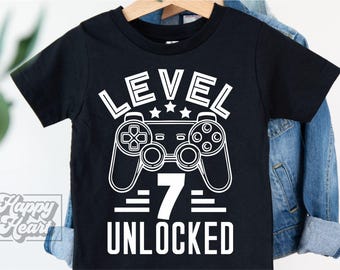 Level 7 Unlocked SVG - Seventh Birthday Gamer PNG - Instant Download - Cricut File - 7th Birthday Boy svg - Video Game Seven Birthday Theme