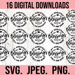 My Blessings Call Me SVG バンドル - 即時ダウンロード - Cricut カット ファイル - 新しい赤ちゃんのデザイン - 母の日 SVG バンドル - おばあちゃんバンドル - 祖父母