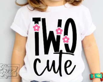 Dos lindos SVG PNG - Niña de segundo cumpleaños - Descarga digital de Cricut - Diseño de niña de dos cumpleaños - Mi niña de segundo cumpleaños - Pequeña señorita dos linda