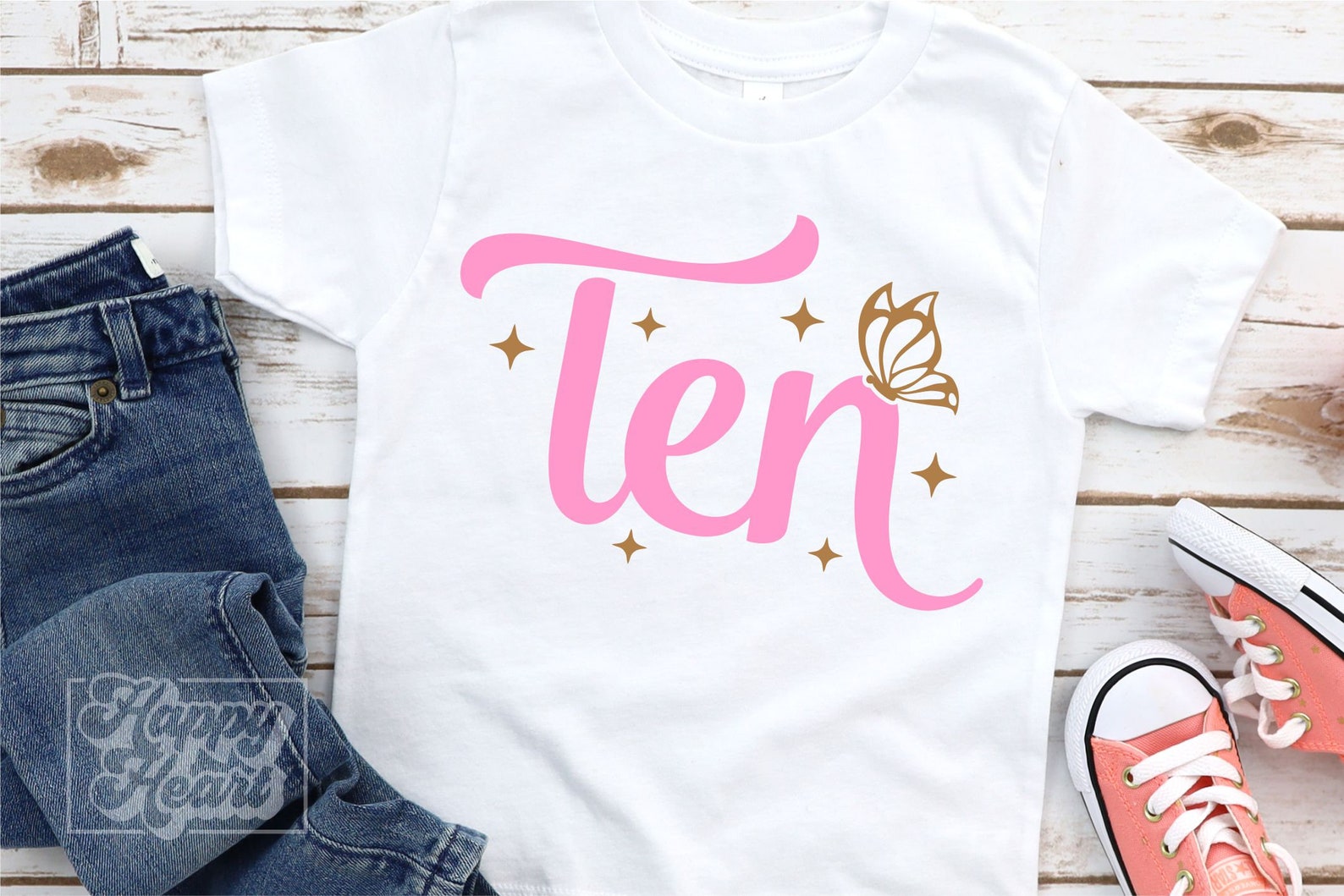 Butterfly Birthday Ten SVG PNG - 10th Birthday Girl SVG - Hello Ten ...
