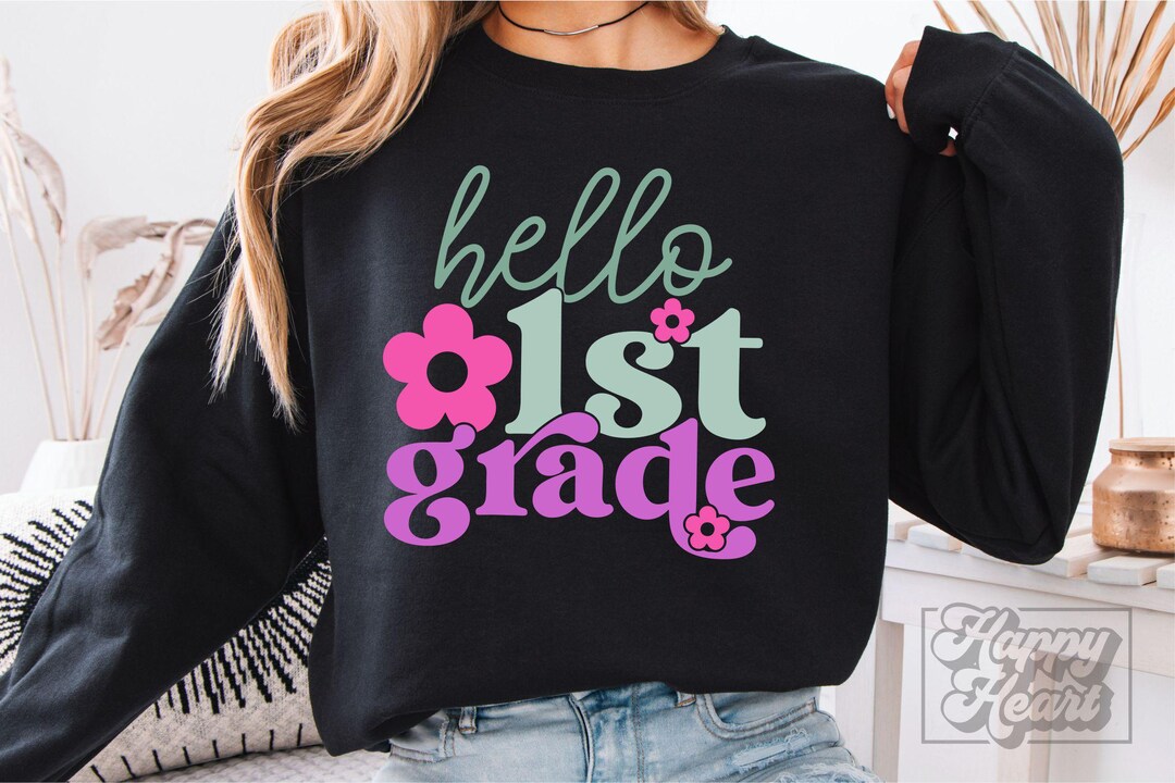 Hello 1st Grade SVG PNG - First Day Back to School - First Grade ...