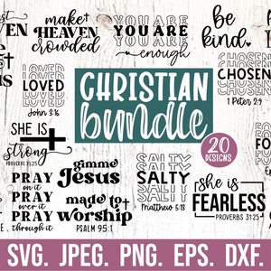 Paquete cristiano SVG - Descarga instantánea - Archivo Cricut - Svg cristiano - Religioso - Svg de las Escrituras - Svg del amor de Jesús - Svg de fe - Svg de versículos bíblicos